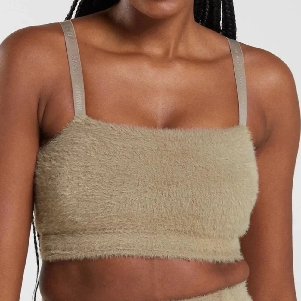 GymShark WHITNEY EYELASH KNIT BANDEAU sports bra